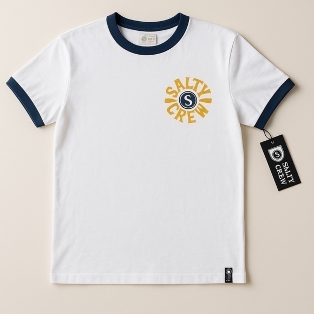 Salty Crew White, Blue and Yellow Short Sleeve Tee